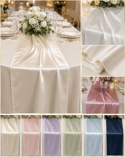 Bridal Satin Table Runners Custom Made for Weddings & Events in Multiple Colors