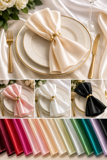 Bridal Satin Table Napkins Custom Made for Weddings & Events in Multiple Colors