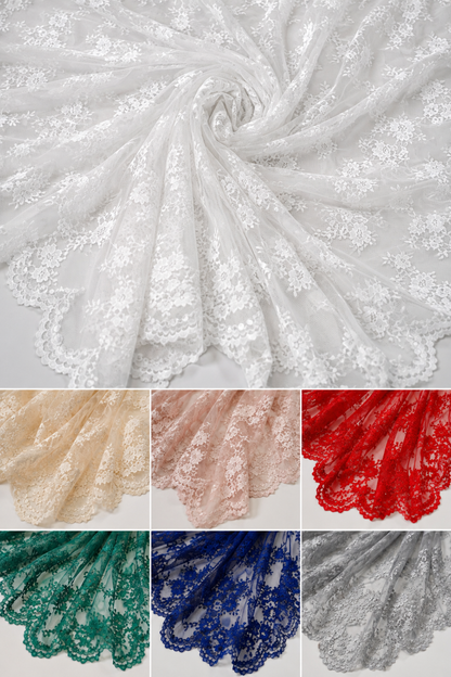 Chantilly Lace Fabric by the Yard Lightweight Sheer Floral Bridal & Evening Wear