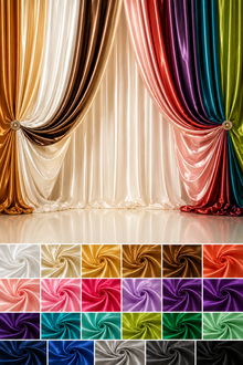 IFR Charmeuse Satin Event Drapery Panels & Curtains in Multiple Colors