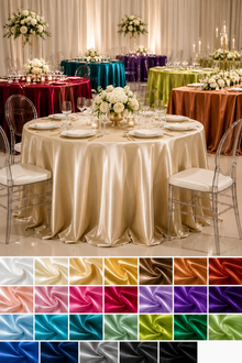 IFR Charmeuse Satin Table Linens, Tablecloths & Overlays in Multiple Colors