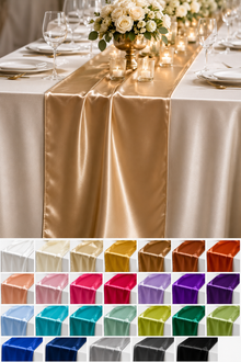 IFR Charmeuse Satin Table Runners in Multiple Colors for Weddings & Events