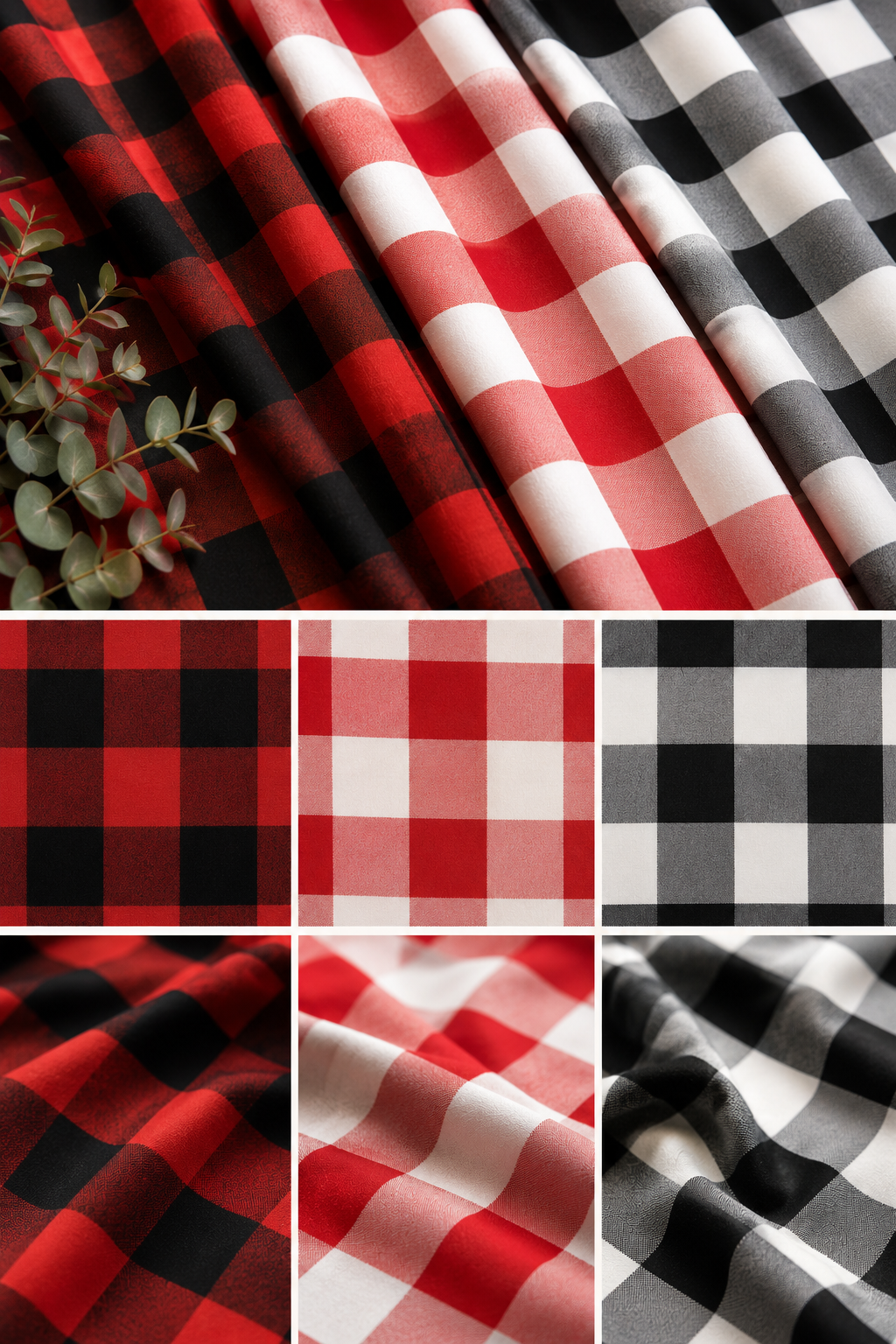 Buffalo Plaid Fabric by the Yard 2" Gingham Check 60" Wide 100% Polyester