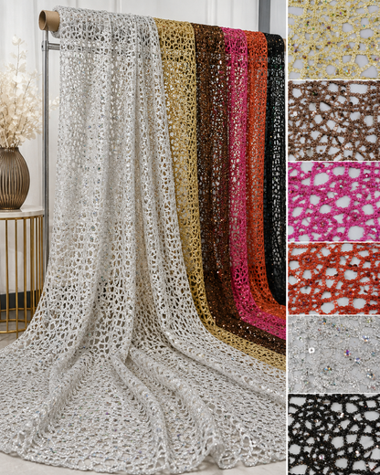 Chemical Lace Chain Embroidery Fabric by the Yard & Wholesale Lace Bolt