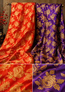 Chinese Brocade Floral Fabric by the Yard 56" Wide Multiple Colors, Pattern B88