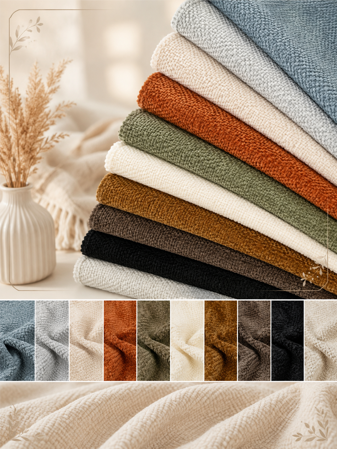 Cozy Chenille Upholstery Fabric by the Yard for Furniture & Home Décor