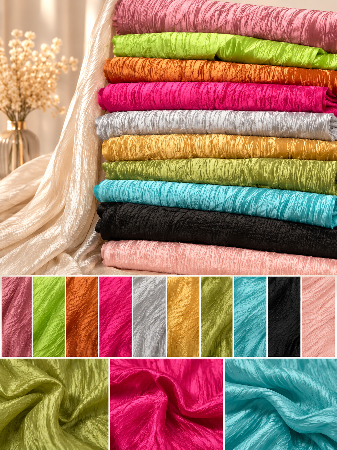 Crease Taffeta Fabric by the Yard & Wholesale Bolt 52" Wide