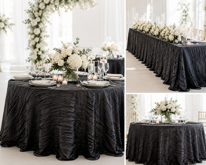 Crease Taffeta Table Linens, Tablecloths & Overlays in Multiple Colors