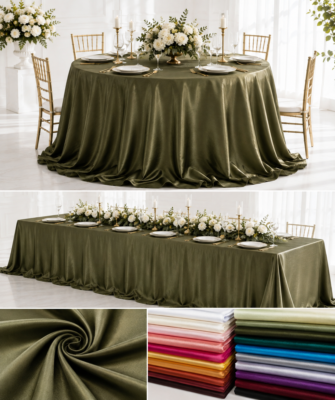 Crepe Back Satin Tablecloths, Overlays & Table Linens Korean Quality