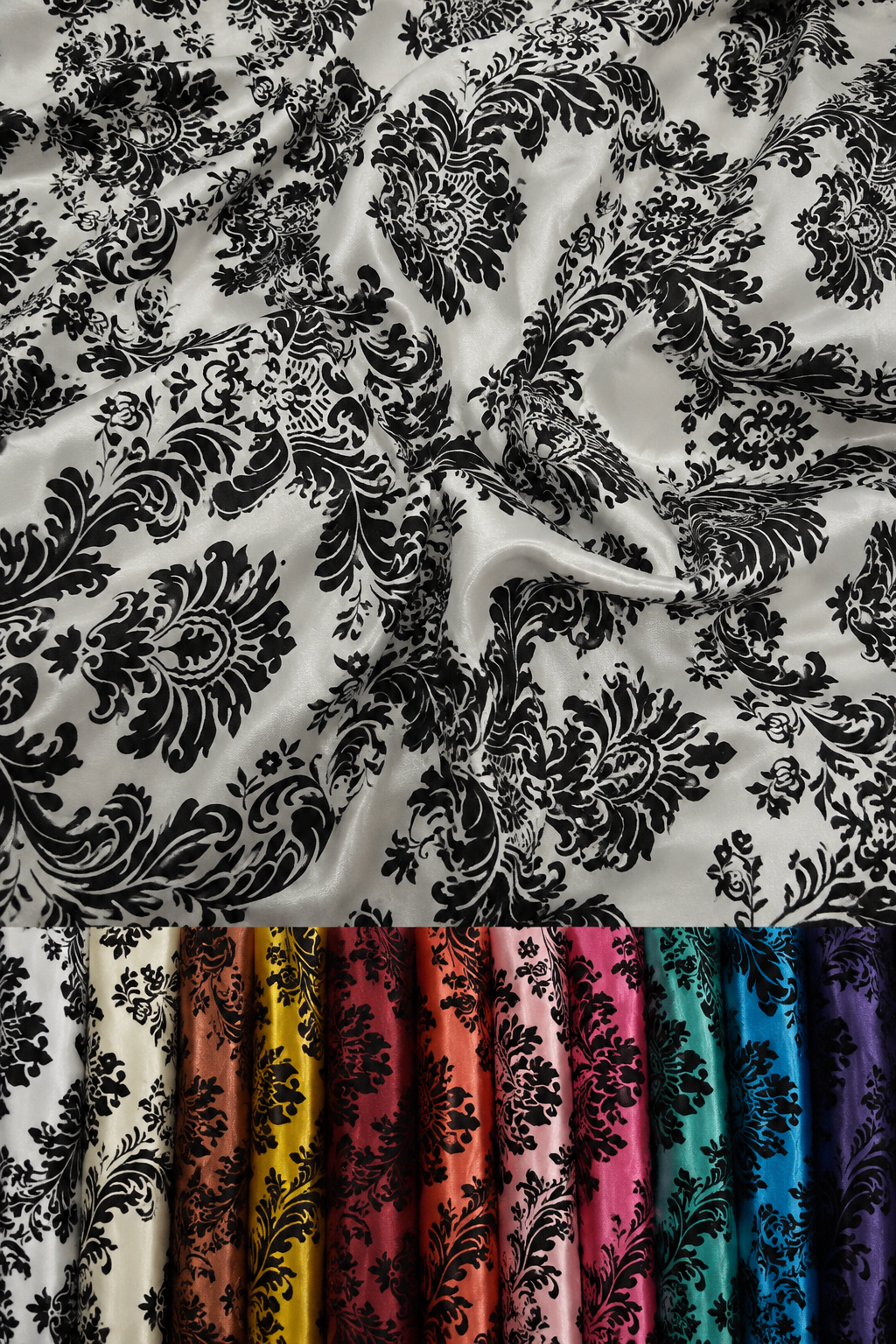Damask Flocking Taffeta Fabric by the Yard 60" Wide Velvet Flocked