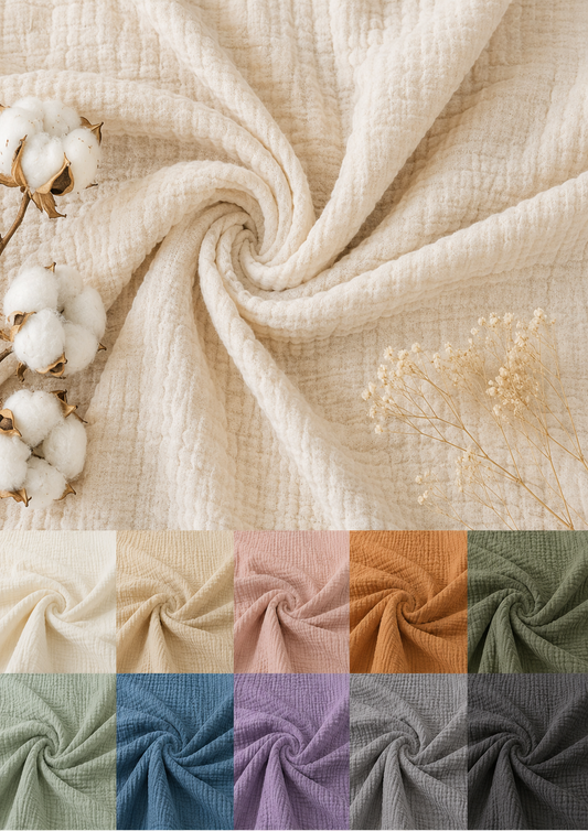 Double Layer Cotton Gauze Fabric by the Yard 100% Cotton 50" Wide