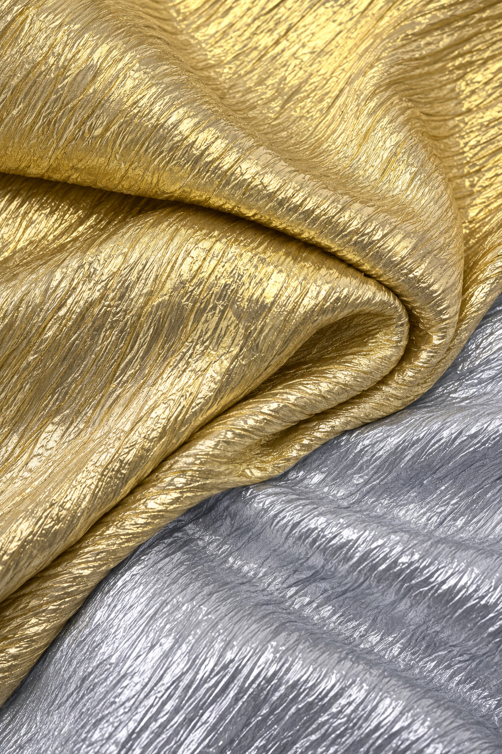 Crush Lame Fabric by the Yard 52" Wide Crease Metallic 100% Polyester