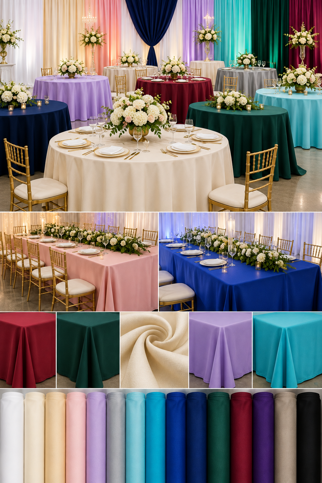 IFR Extra Wide Visa Polyester Seamless Tablecloths for Weddings & Events