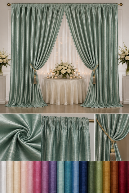 Faux Dupioni Silk Event Drapery Panels 100% Polyester Custom Event Curtains