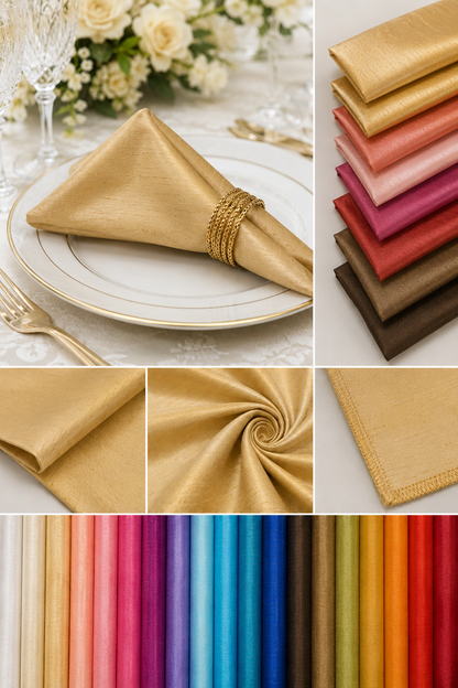 Faux Dupioni Silk Table Napkins 100% Polyester for Weddings & Events