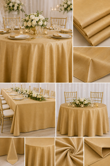 Faux Dupioni Silk Table Linens & Tablecloths 100% Polyester for Events