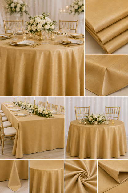 Faux Dupioni Silk Table Linens & Tablecloths 100% Polyester for Events
