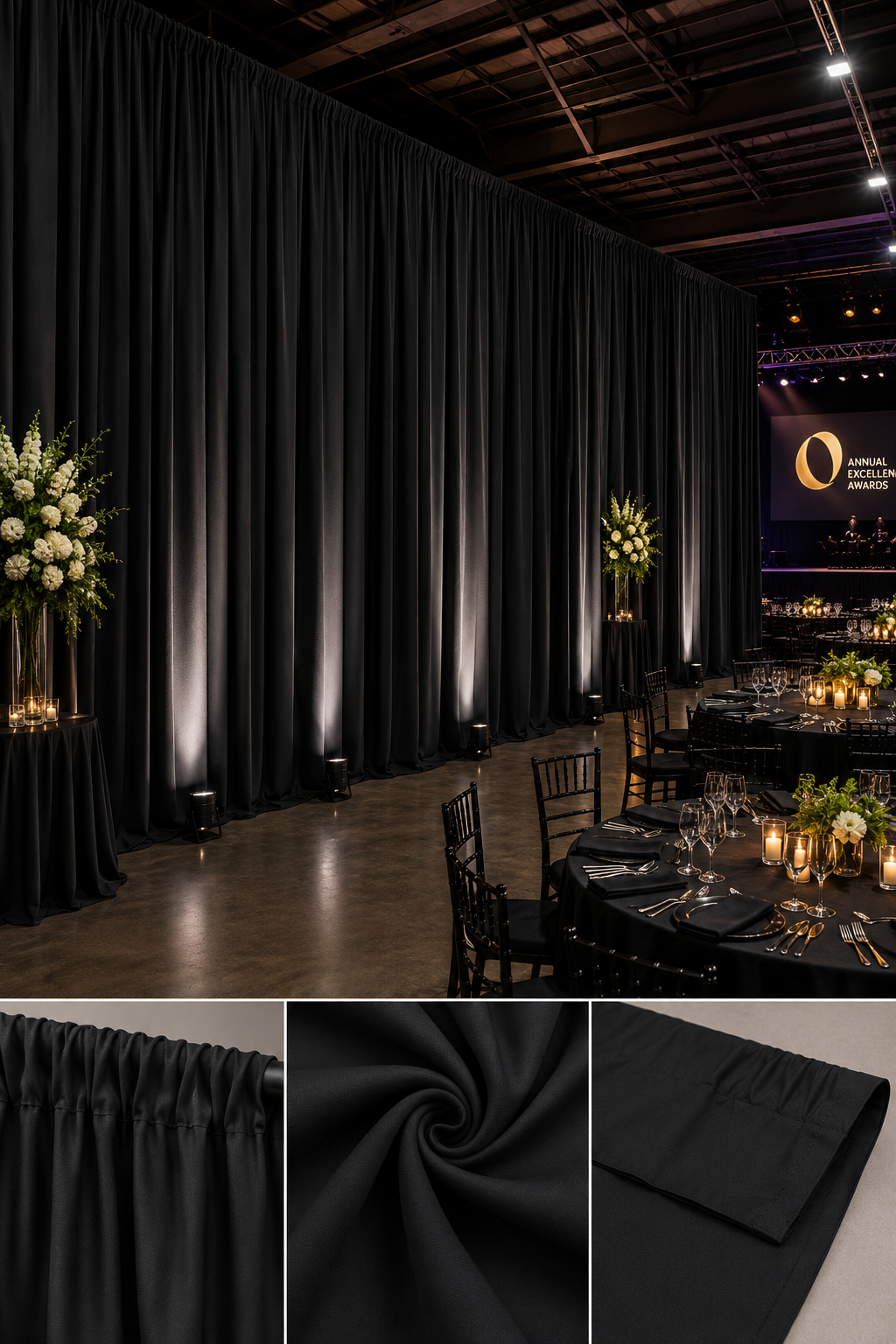 IFR Extra Wide Visa Polyester Event Drapery Panels 10ft Wide 100% Polyester