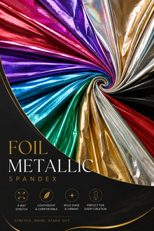 Foil Spandex Lame Fabric by the Yard 60" Wide Metallic Stretch Fabric