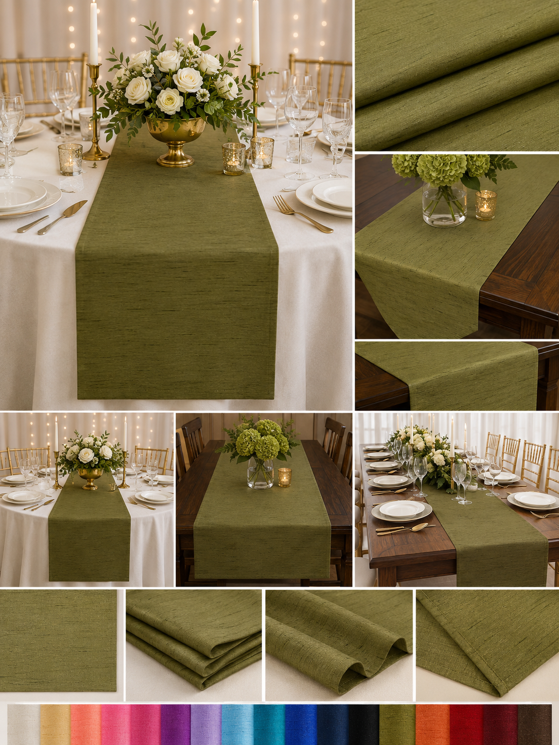 Faux Dupioni Silk Table Runners 100% Polyester for Weddings & Events
