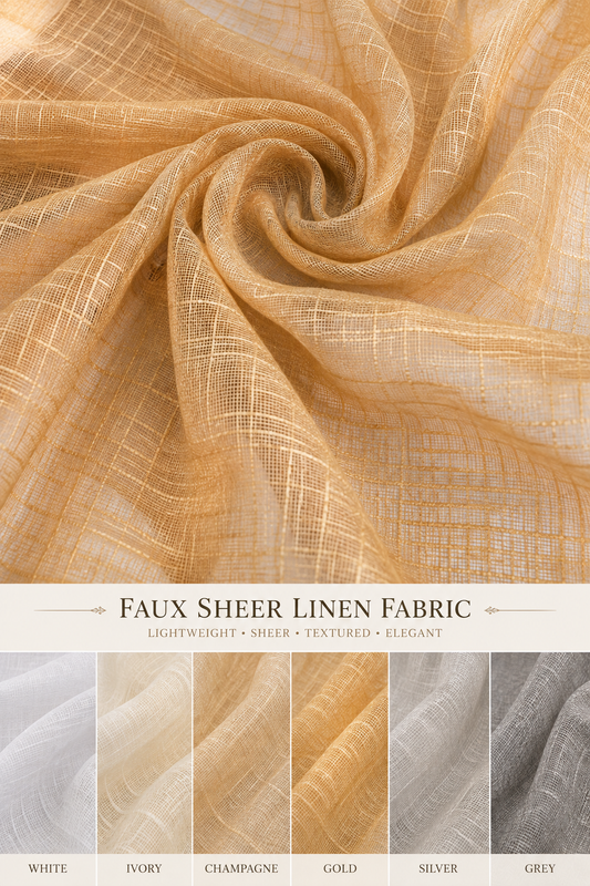 Faux Sheer Linen Fabric 108" Wide Double Wide Linen Look Multiple Colors