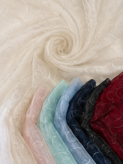 Ferial Sheer Organza Embroidery Fabric by the Yard 54" Wide
