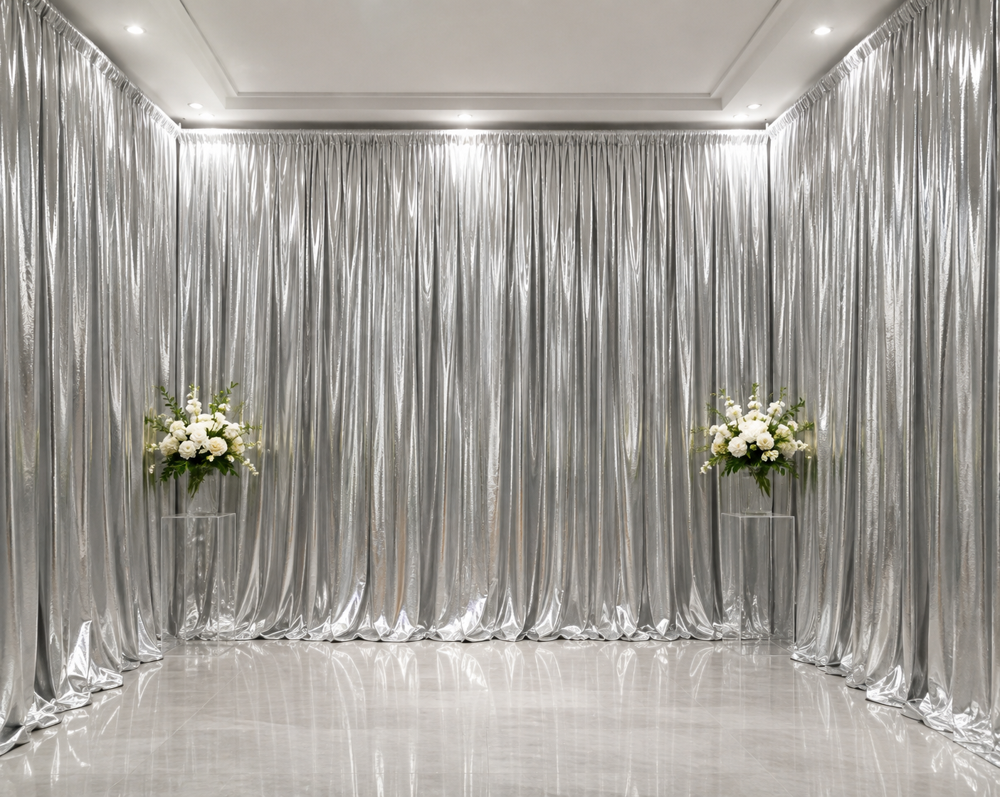 Foil Spandex Metallic Lame Event Drapery Panels for Events, Weddings, and Decor