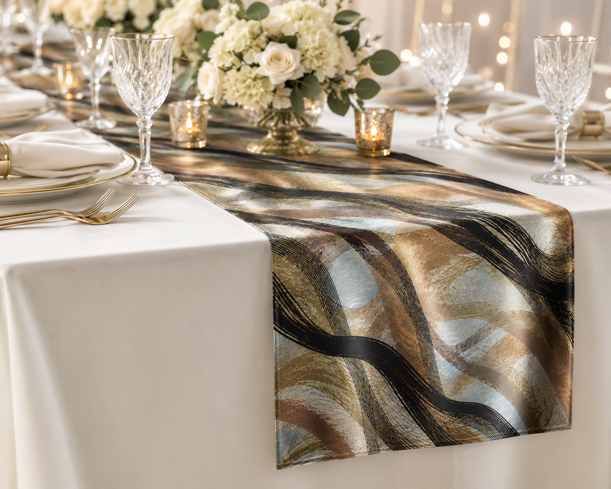 Galaxy Abstract Satin Print Table Runners 100% Polyester for Events