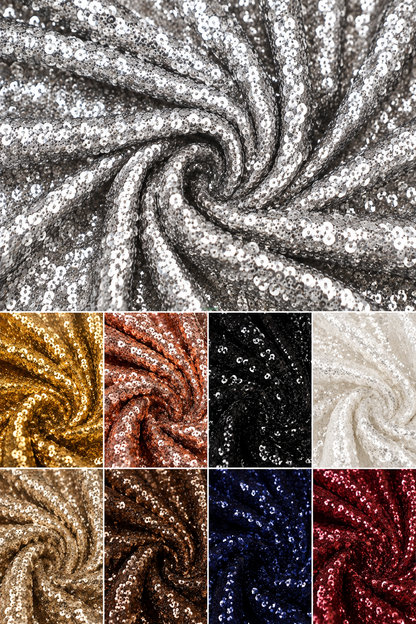 Gatsby Sequin Fabric by the Yard 52" Wide Sewn Sequins on Mesh Multiple Colors