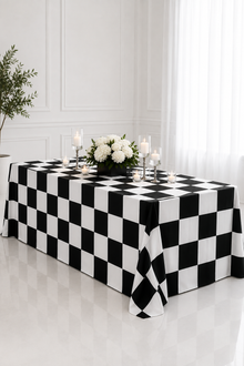 5.5" Checker Lamour Satin Table Linens for Weddings and Events