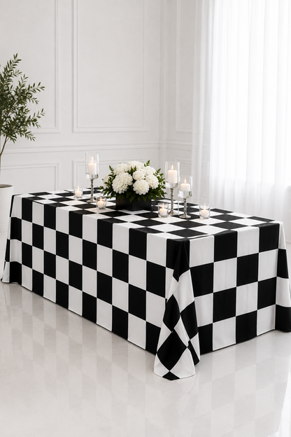 5.5" Checker Lamour Satin Table Linens for Weddings and Events