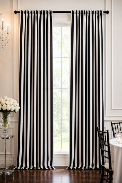 5.5" Stripe Lamour Satin Event Drapery Panels Custom Made for Weddings and Events