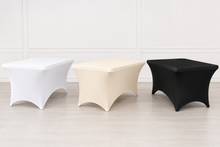 6ft Spandex Tablecloth Ready to Ship in White, Ivory and Black