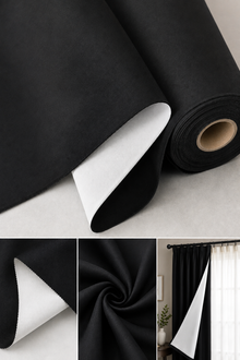 Blackout Curtain Lining Fabric Sun Resistant White & Black by the Yard 54" Wide
