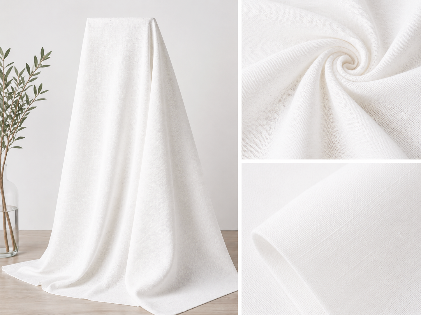 Bleached White 100% Cotton Muslin Fabric by the Yard 120" Wide