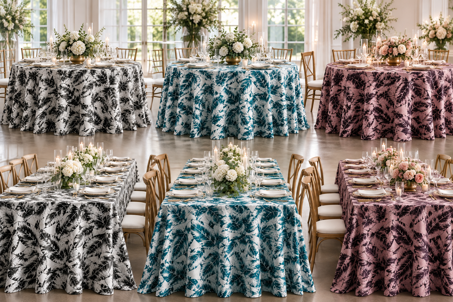 Bohemian Paradise Tropical Banana Leaf Satin Tablecloths, Overlays & Table Linens
