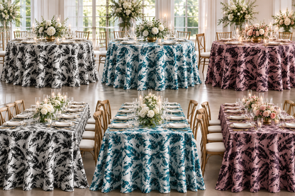 Bohemian Paradise Tropical Banana Leaf Satin Tablecloths, Overlays & Table Linens