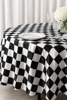 3.5" Checker Lamour Satin Table Linens for Weddings and Events