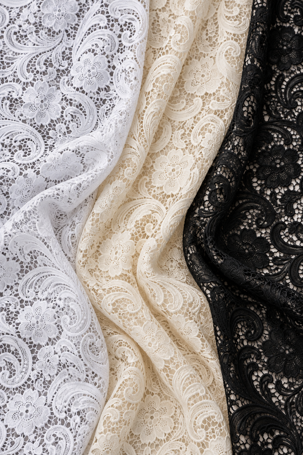 Guipure Lace Fabric by the Yard 52" Wide Heavy Bridal Lace with Scalloped Edges