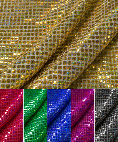 Hologram Quad Sequin Fabric by the Yard 45" Wide Square Confetti Sequins