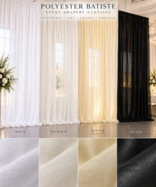 IFR Batiste Event Drapery Panels 118" Wide Fire Retardant Slub Voile