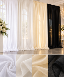 IFR Batiste Event Drapery Panels 118" Wide Fire Retardant Slub Voile