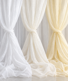 IFR Crush Sheer Voile Event Drapery Panels 108" Wide White, Ivory & Butter
