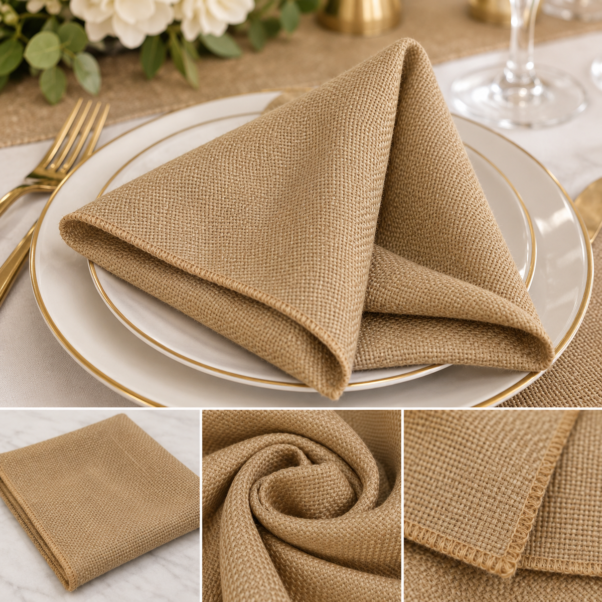 Imitation Burlap Table Napkins Luxe Washable Burlap Napkins Natural Color