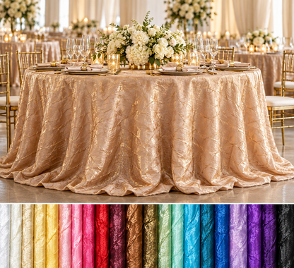 Iridescent Crush Shimmer Table Linens & Galaxy Tablecloths Multiple Colors