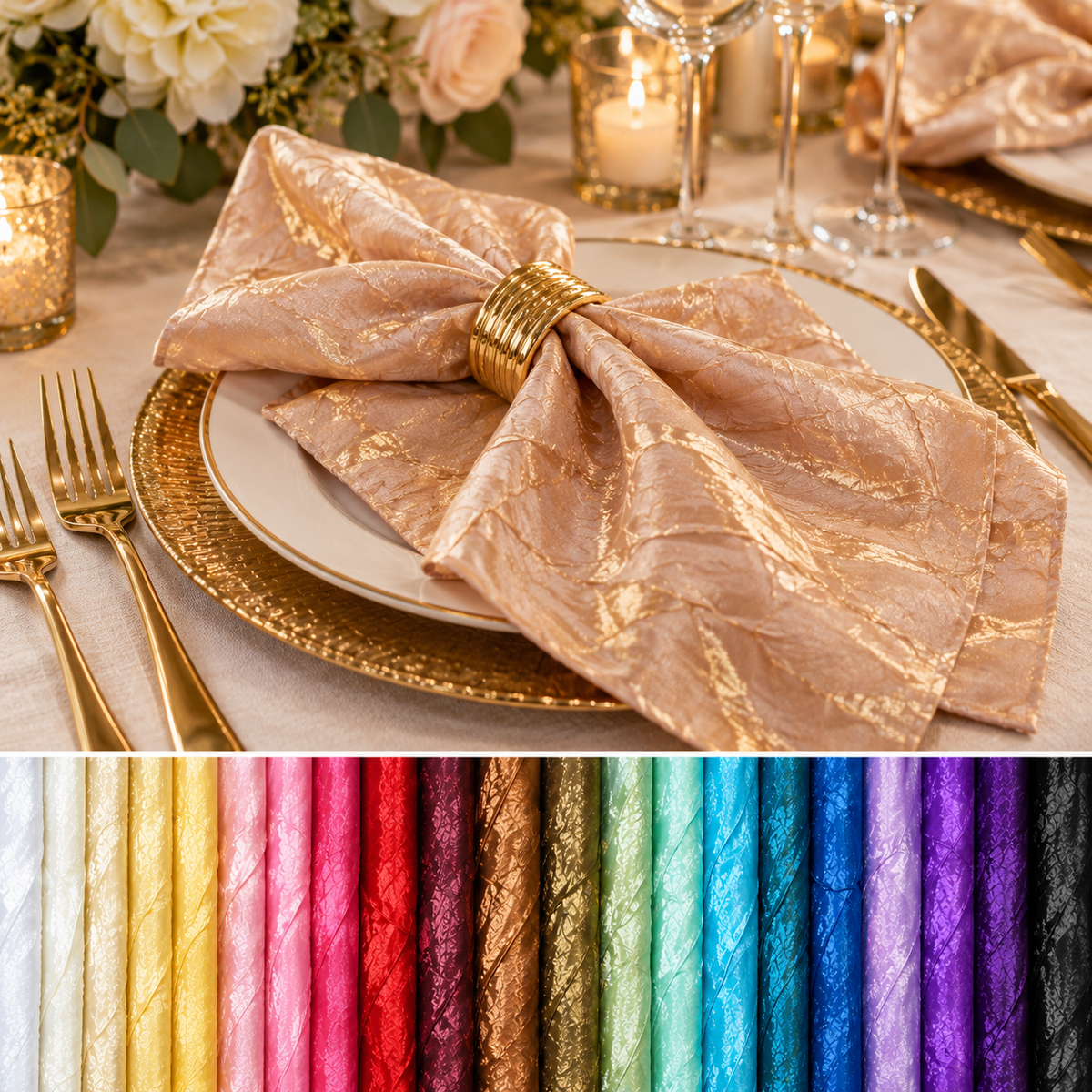Iridescent Crush Shimmer Table Napkins Galaxy Multiple Colors