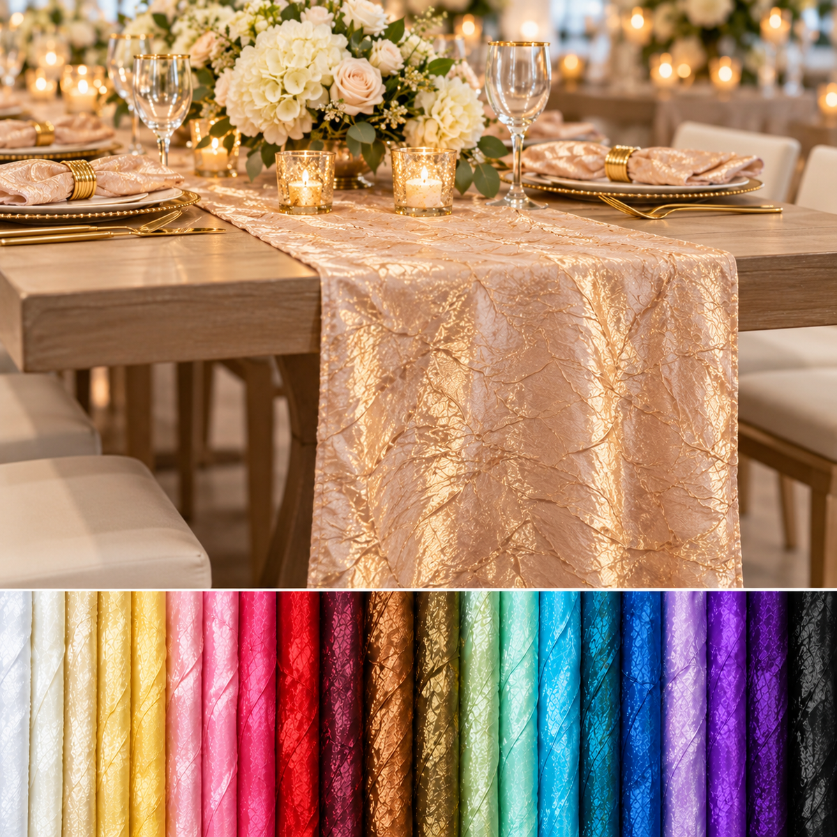 Iridescent Crush Shimmer Table Runners Galaxy Runners Multiple Colors