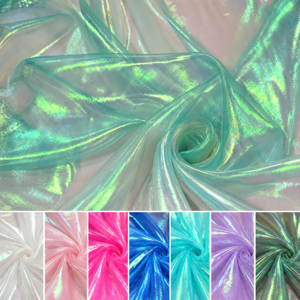 Iridescent Pearl Organza Fabric 60" Wide Holographic Sheer Multiple Colors