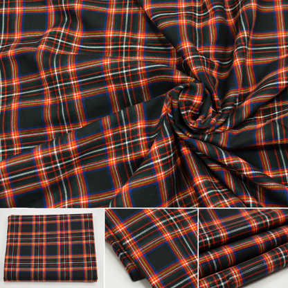 Irish Black Tartan Plaid Kilt Fabric by the Yard Super Soft Rayon