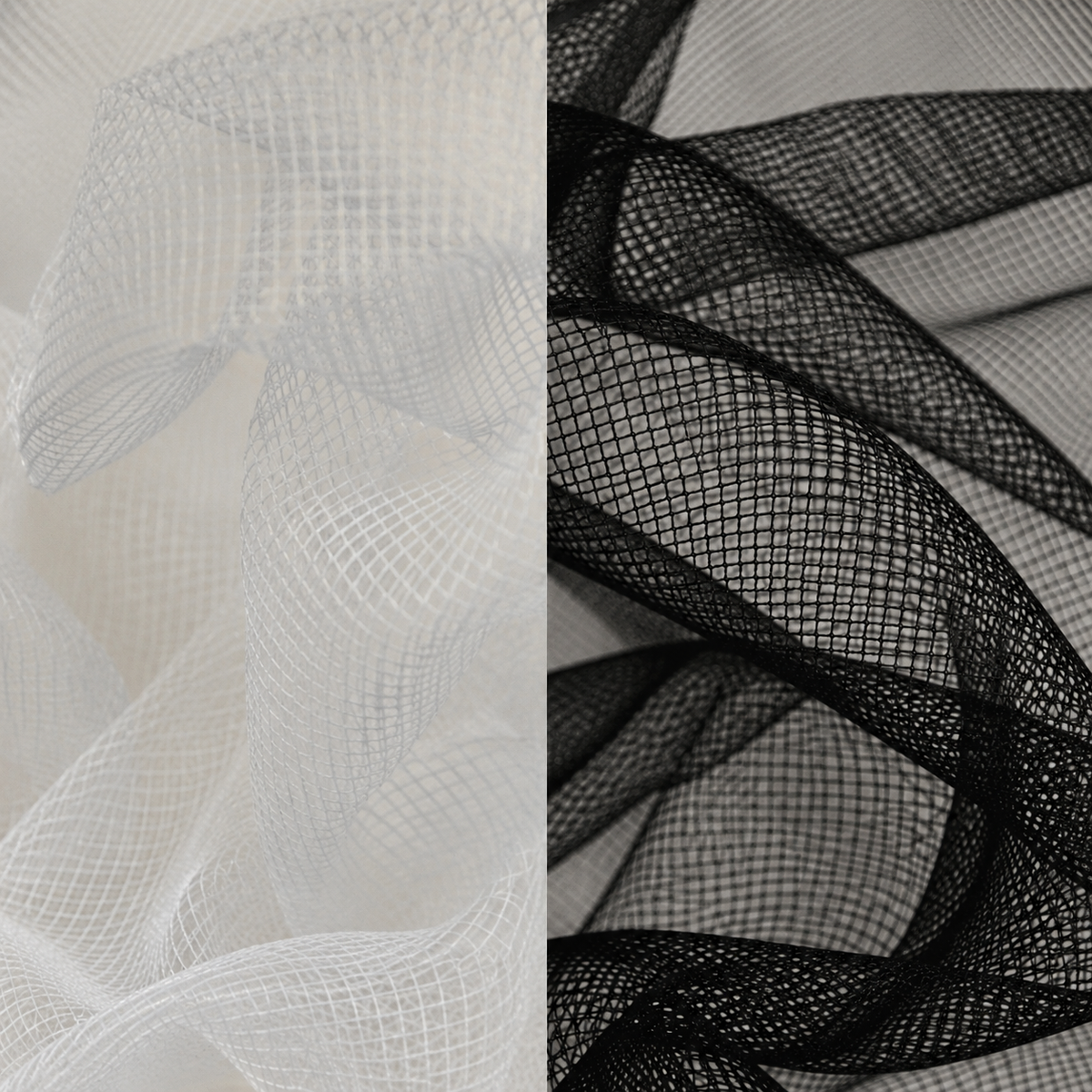 Italian Hard Net Fabric 54" Wide Super Stiff Crinoline White & Black